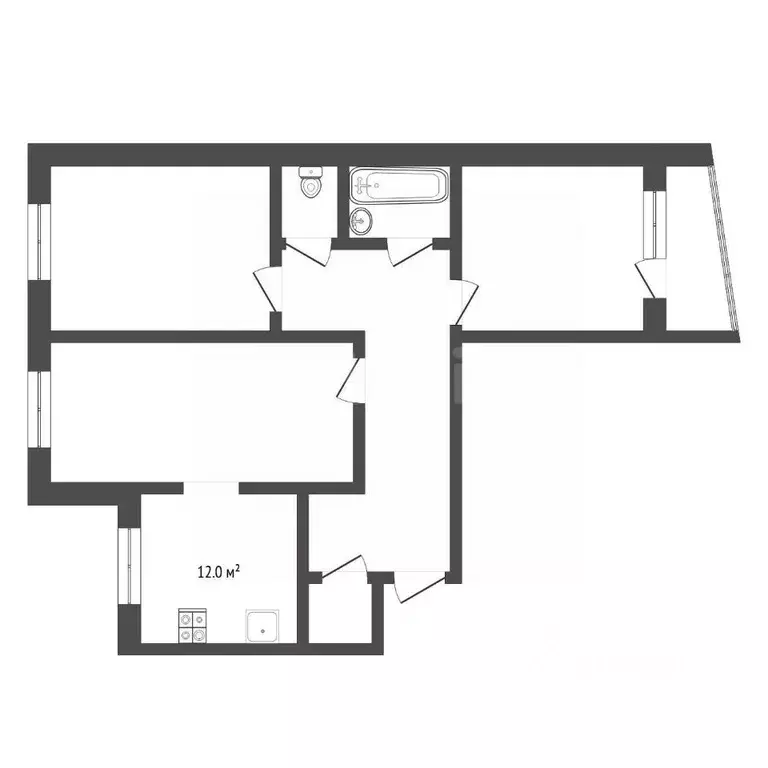 3-к кв. Тюменская область, Тюмень Камчатская ул., 2 (65.5 м) - Фото 2