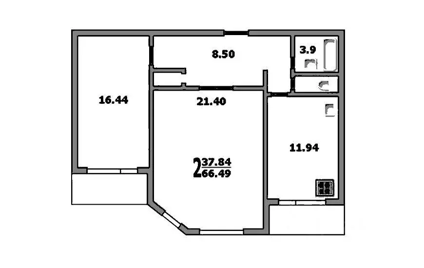 Квартира, 2 комнаты, 67 м - Фото 1