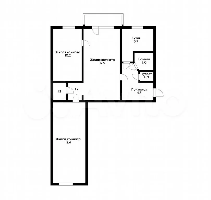 3-к. квартира, 60 м, 3/5 эт. - Фото 0