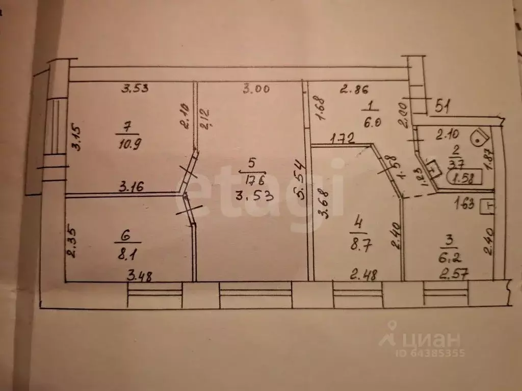 4-к кв. Алтайский край, Барнаул ул. 50 лет СССР, 13 (62.0 м) - Фото 2