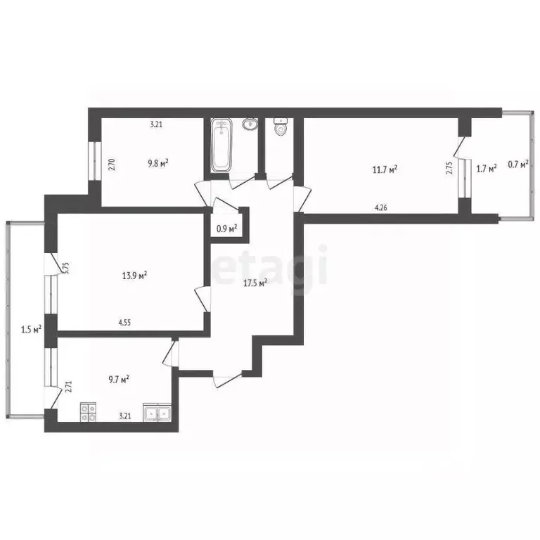 3-к кв. Крым, Евпатория просп. Победы, 85 (63.6 м) - Фото 2