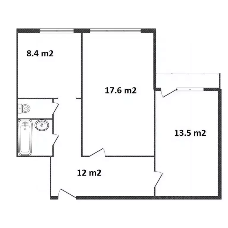 2-к кв. Санкт-Петербург ул. Коммуны, 30к1 (55.1 м) - Фото 1