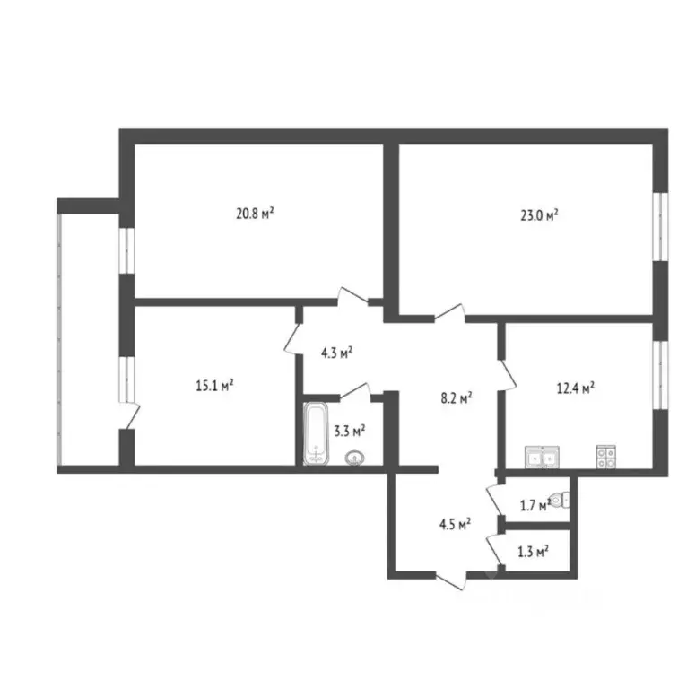 3-к кв. Тюменская область, Тюмень ул. Чернышевского, 2Бк4 (93.6 м) - Фото 2