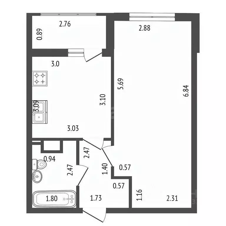 1-к кв. Ленинградская область, Мурино Всеволожский район, ул. ... - Фото 2