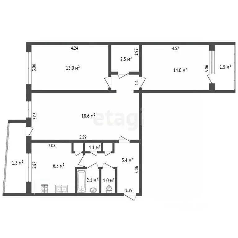 3-к кв. Мордовия, Саранск Ярославская ул., 21к1 (64.2 м) - Фото 2