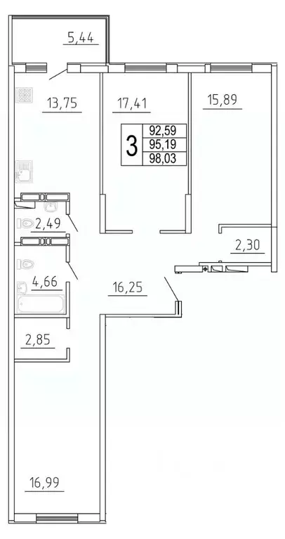 3-к кв. Самарская область, Самара ул. Дыбенко, 5 (98.08 м) - Фото 1