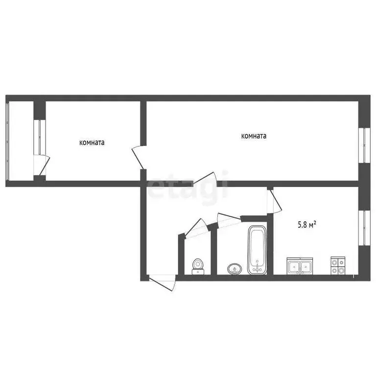 2-комнатная квартира: Ялта, улица Григорьева, 44 (43.2 м) - Фото 1