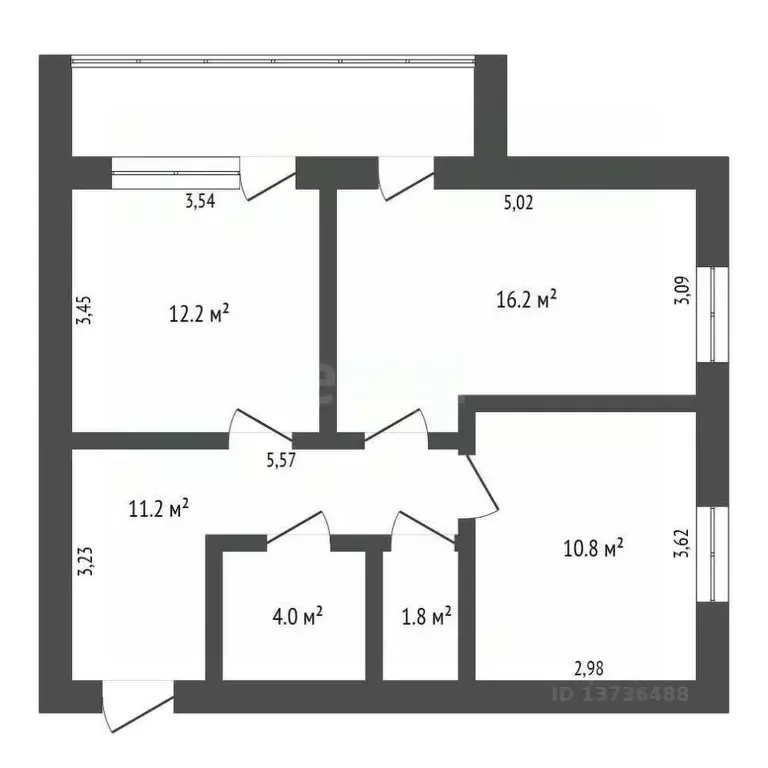 2-к кв. Амурская область, Благовещенск Высокая ул., 130 (59.7 м) - Фото 0