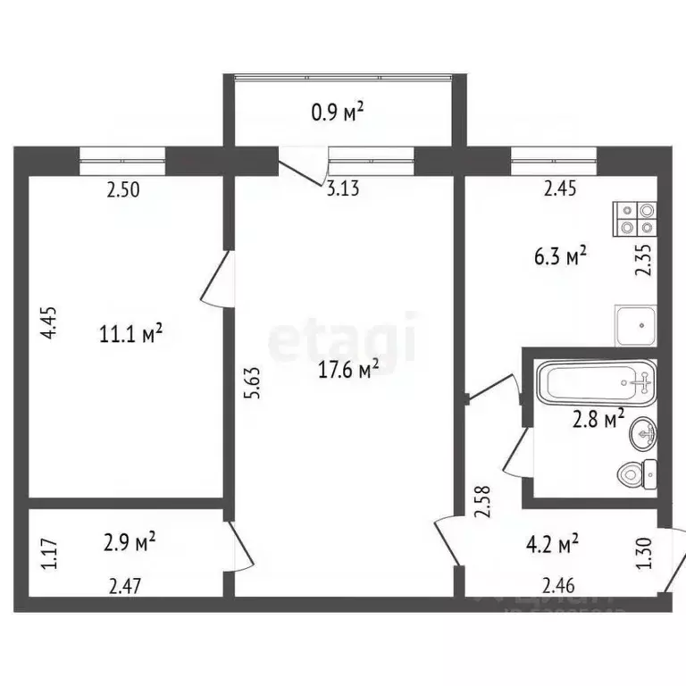 2-к кв. Забайкальский край, Чита ул. Гагарина, 16 (44.9 м) - Фото 1