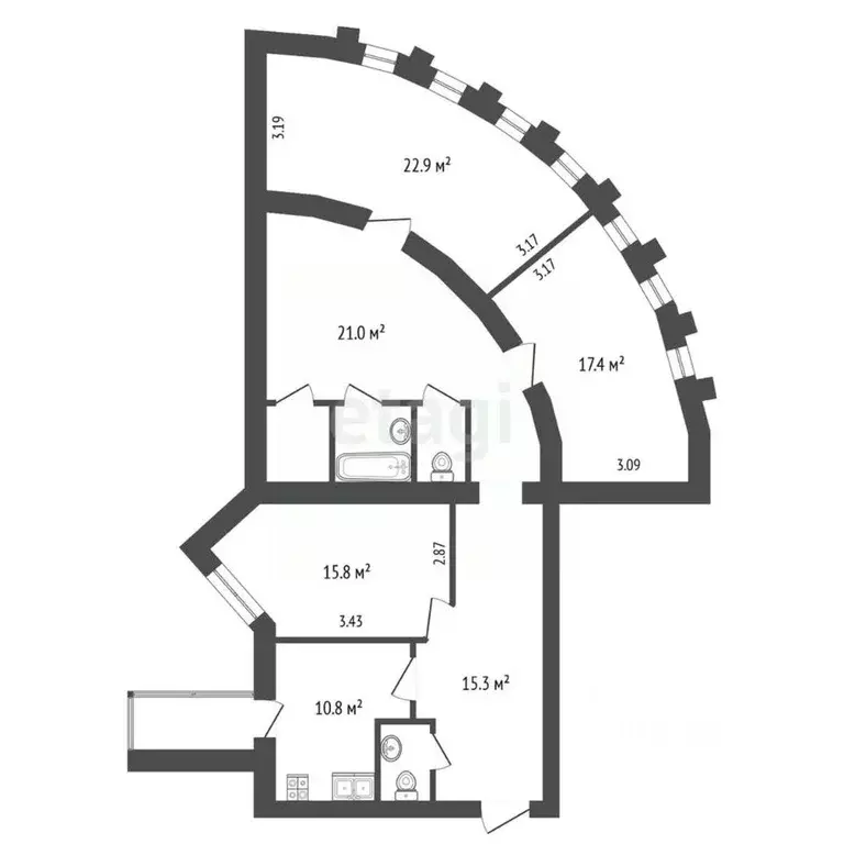 3-к кв. Ярославская область, Ярославль Красноборская ул., 35 (112.5 м) - Фото 1