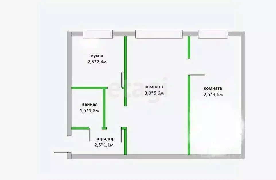 2-к кв. Татарстан, Казань ул. Тунакова, 45А (38.3 м) - Фото 1