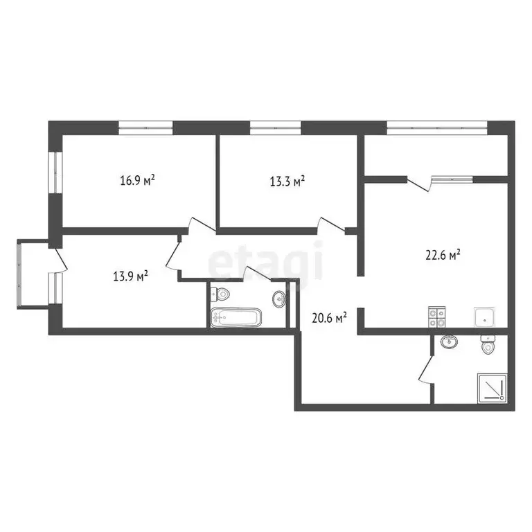 3-комнатная квартира: Обнинск, улица Курчатова, 25/1 (94.9 м) - Фото 0