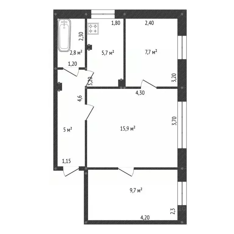 3-к кв. Башкортостан, Давлеканово Элеваторская ул., 60 (46.8 м) - Фото 2