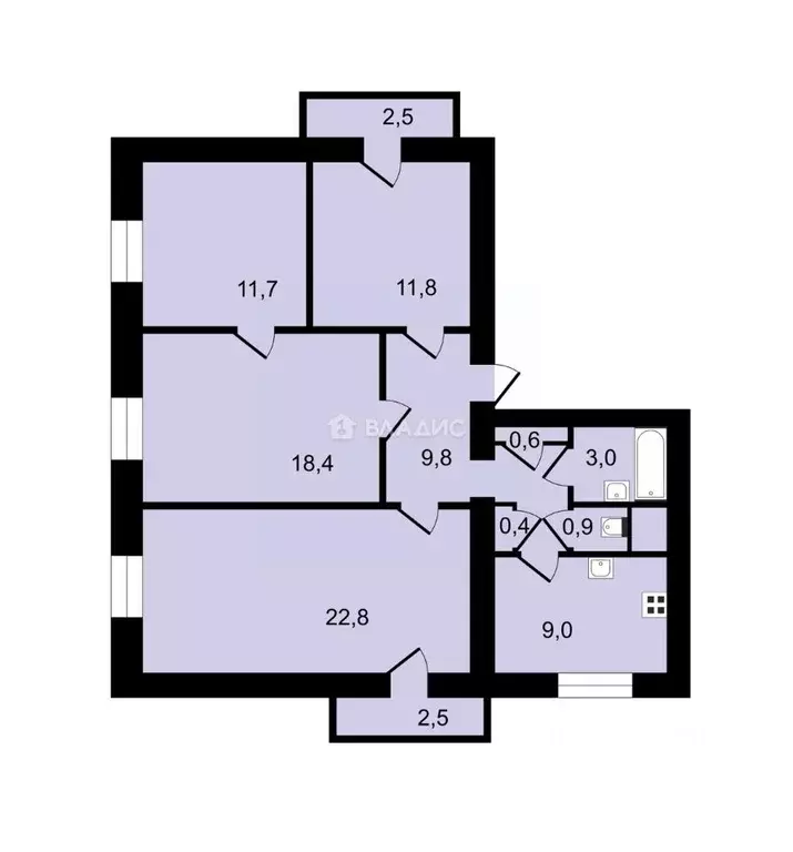 3-к кв. Санкт-Петербург 1-й Муринский просп., 19 (88.4 м) - Фото 2