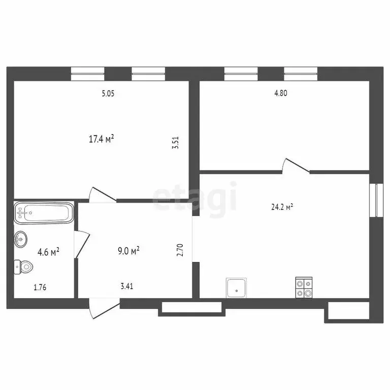 2-комнатная квартира: Тюмень, Новгородская улица, 1 (55.1 м) - Фото 0