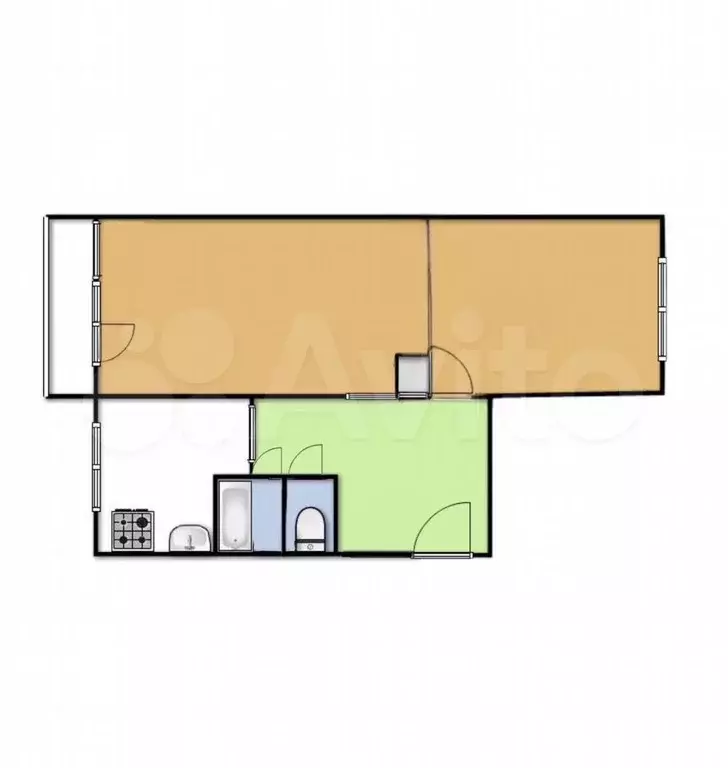 2-к. квартира, 46 м, 3/5 эт. - Фото 0