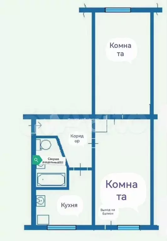 2-к. квартира, 45 м, 5/5 эт. - Фото 0