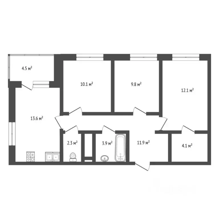 3-к кв. Тюменская область, Тюмень Дамбовская ул., 29к1 (68.1 м) - Фото 2