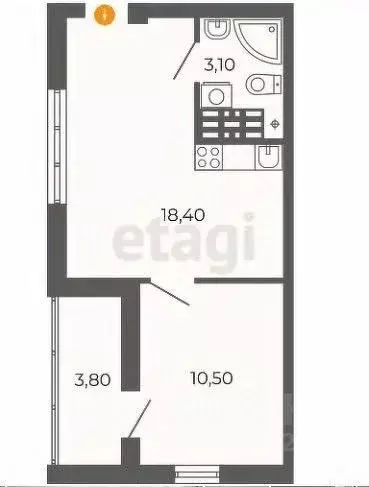 1-к кв. Свердловская область, Екатеринбург ул. Новостроя, 9 (35.5 м) - Фото 2