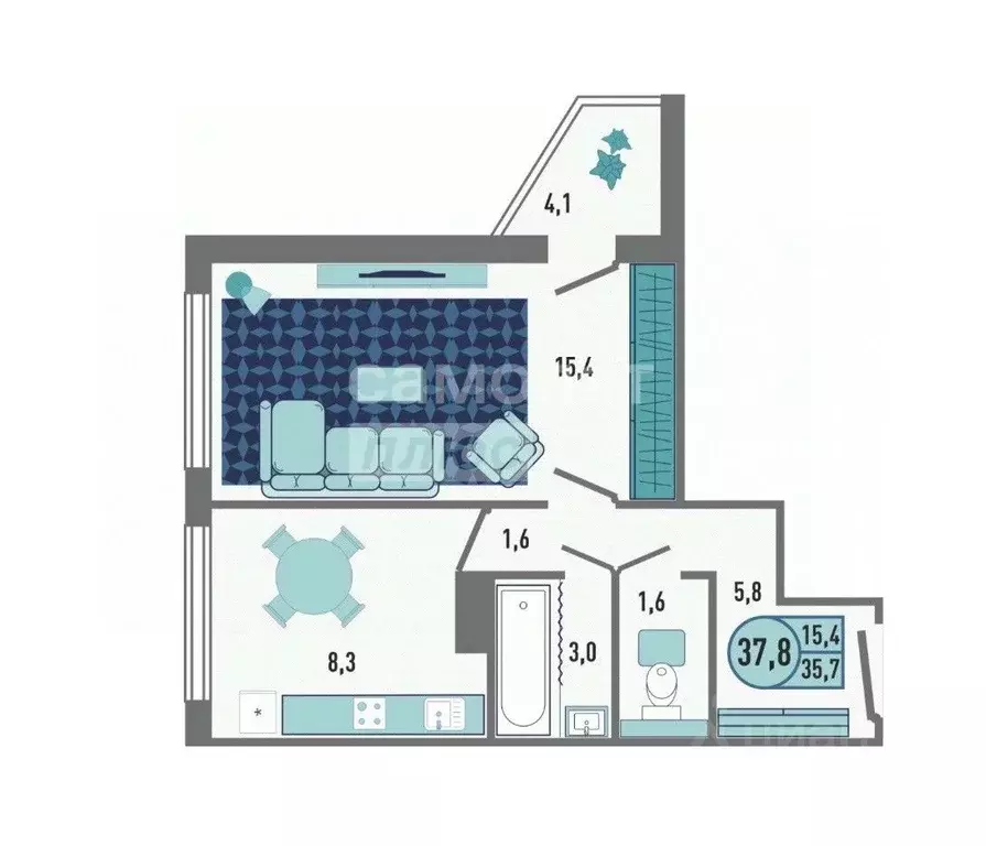1-к кв. Липецкая область, Липецк Минская ул., 4Ак1 (37.8 м) - Фото 2