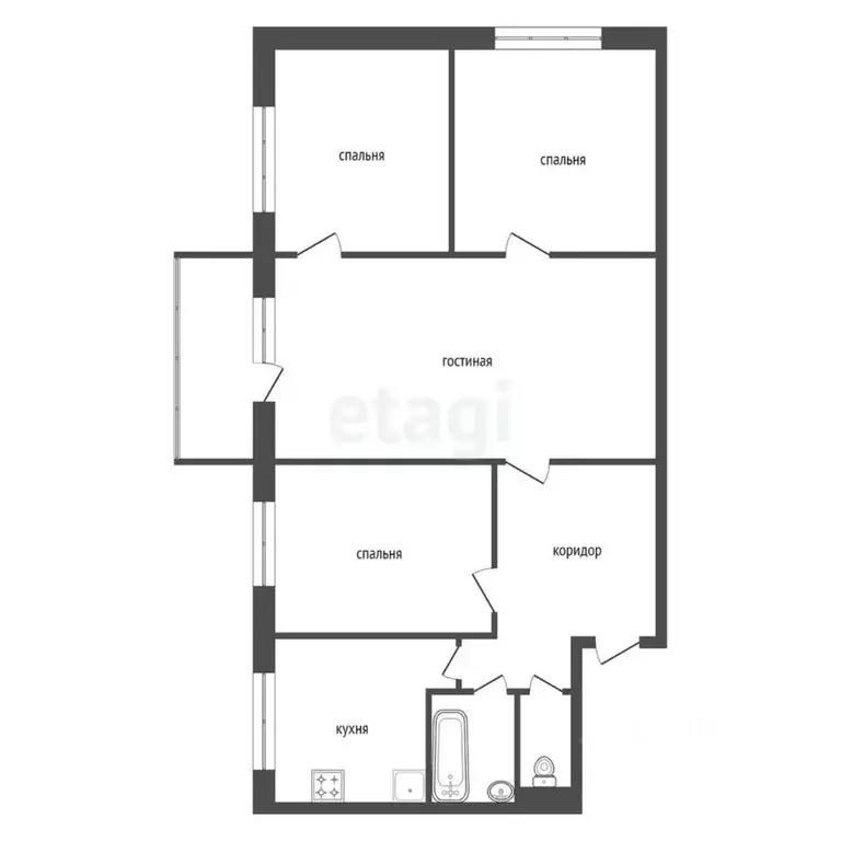 4-к кв. Красноярский край, Красноярск ул. Мичурина, 23 (58.8 м) - Фото 2