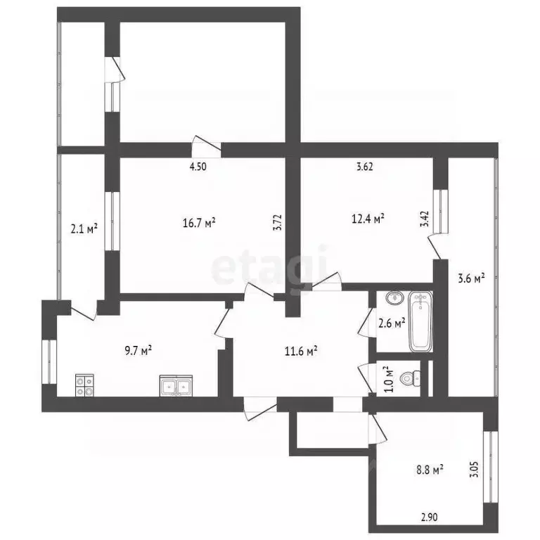 4-к кв. Севастополь ул. Александра Маринеско, 4Б (76.4 м) - Фото 1