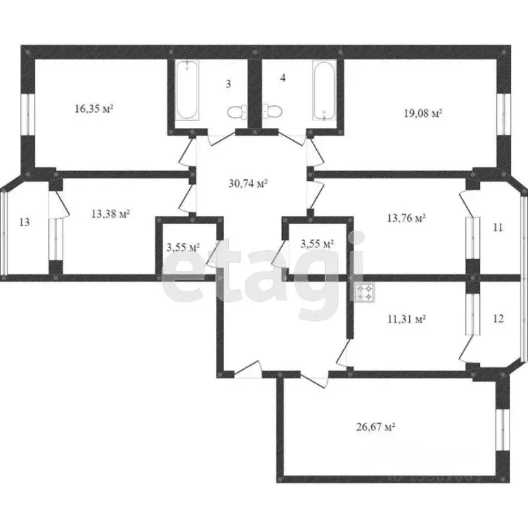 4-к кв. Ханты-Мансийский АО, Сургут Университетская ул., 11 (194.1 м) - Фото 1