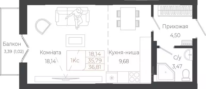 1-к кв. Алтай, Майминский район, с. Майма ул. Энергетиков (36.81 м) - Фото 1