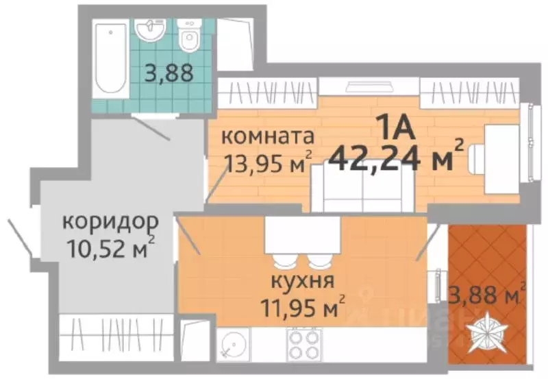 1-к кв. Свердловская область, Екатеринбург ул. Краснолесья, 108/3 ... - Фото 0