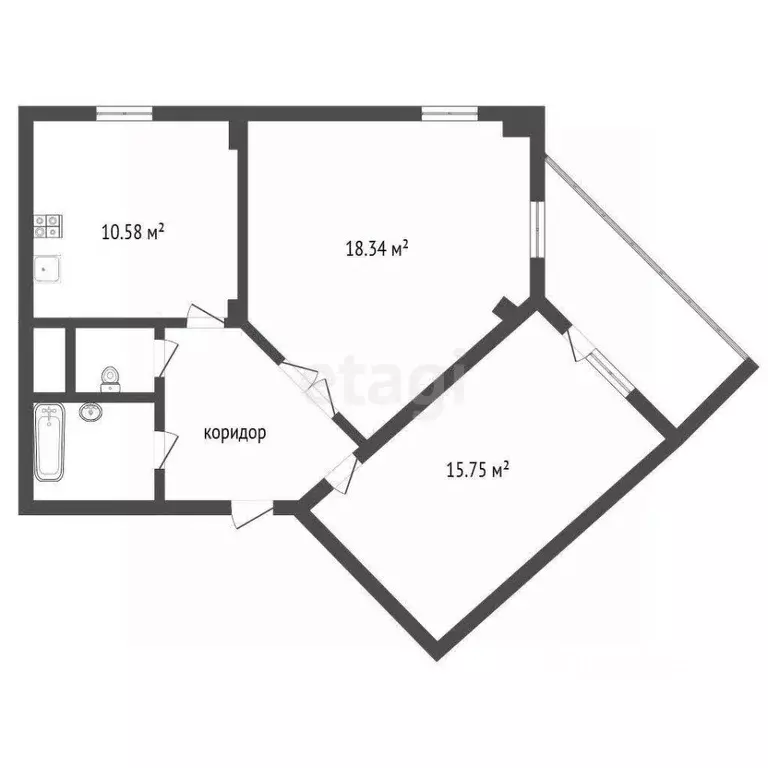 2-к кв. Воронежская область, Воронеж ул. Шишкова, 72/1 (61.7 м) - Фото 2