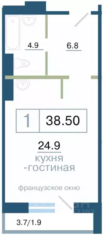 1-к кв. Красноярский край, Красноярск ул. Дубровинского, 110А (38.5 м) - Фото 0