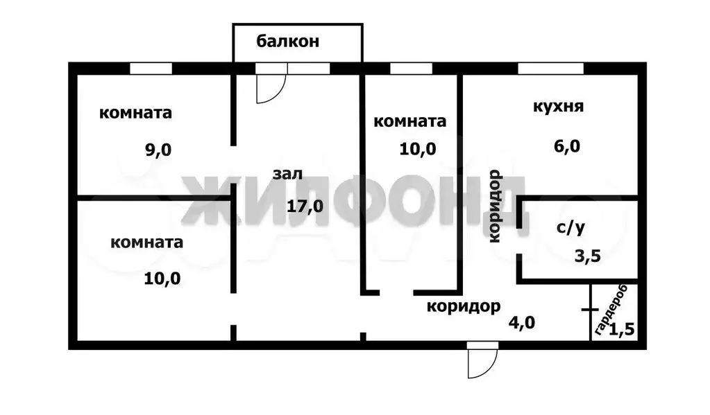 4-к. квартира, 61 м, 3/5 эт. - Фото 1