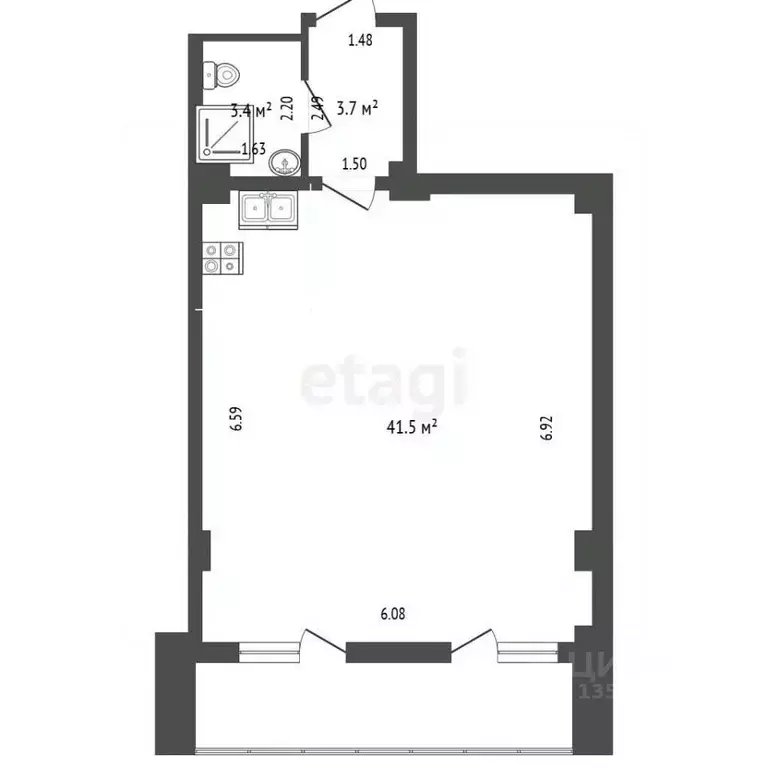 Студия Крым, Ялта ул. Екатерининская, 3 (48.0 м) - Фото 2