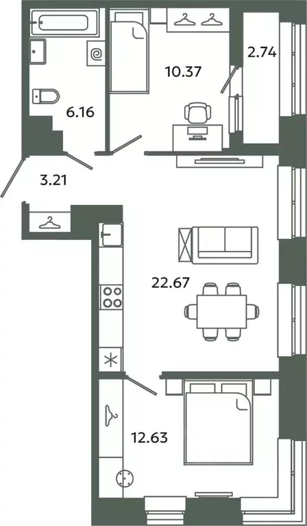 2-к кв. Ленинградская область, Ломоносовский район, Аннинское ... - Фото 1