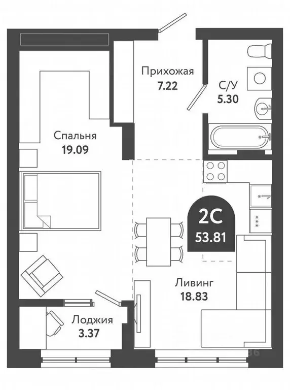 2-к кв. Новосибирская область, Новосибирск Военная ул., 51 (53.0 м) - Фото 0