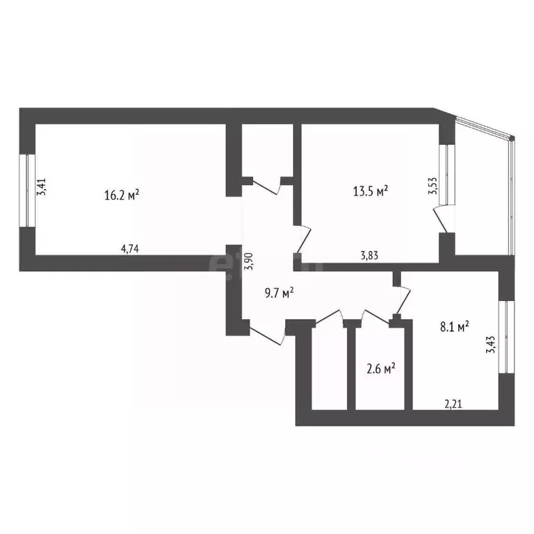 2-к кв. Амурская область, Благовещенск ул. Василенко, 3/2 (53.2 м) - Фото 1