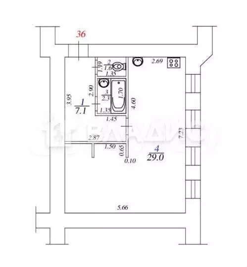 1-к. квартира, 40 м, 3/4 эт. - Фото 0
