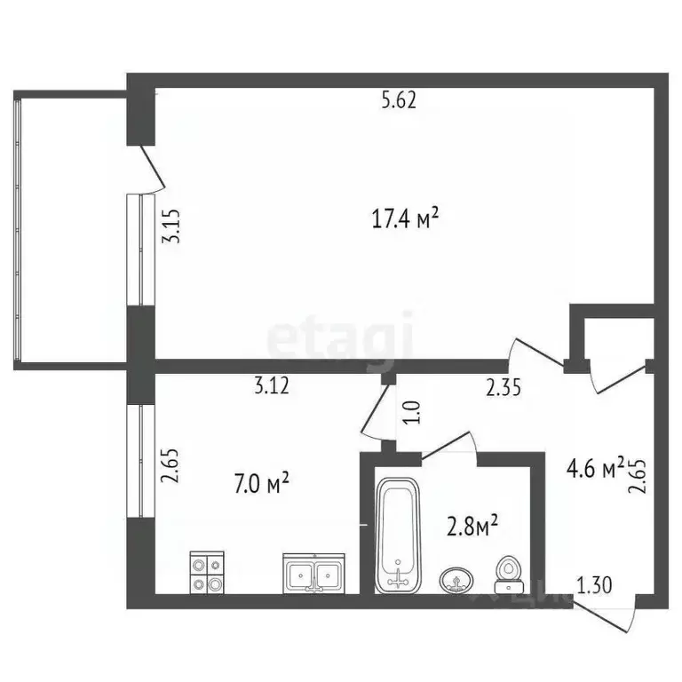 1-к кв. Крым, Феодосия ул. Боевая, 7 (32.1 м) - Фото 2
