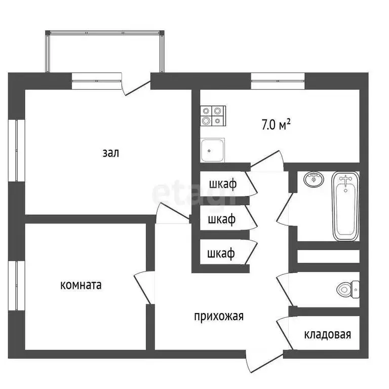 2-комнатная квартира: Ярославская область, Рыбинский муниципальный ... - Фото 1