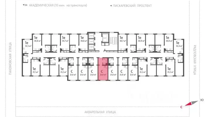 Студия Санкт-Петербург ул. Пахомовская, 12к2 (20.7 м) - Фото 1