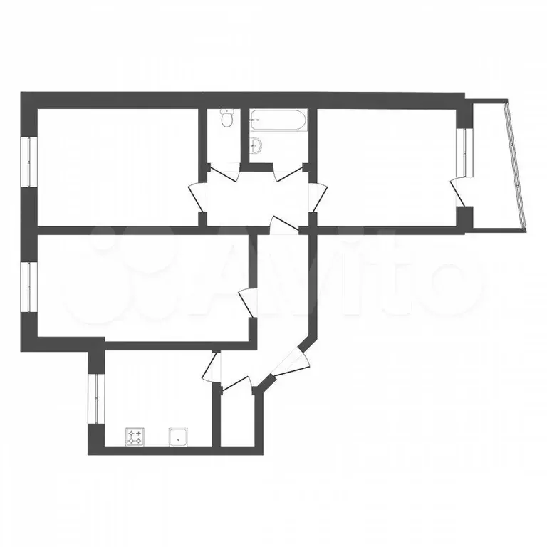 3-к. квартира, 66,5 м, 1/9 эт. - Фото 0