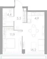 1-комнатная квартира: Москва, Кутузовский проезд, 16А/1 (42.9 м) - Фото 1