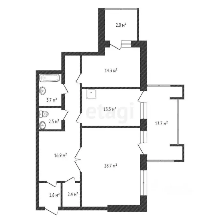 3-к кв. Красноярский край, Красноярск Ботаническая ул., 1е (99.5 м) - Фото 2