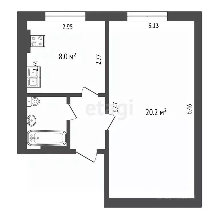 1-к кв. Белгородская область, Белгород ул. Беловская, 6 (34.6 м) - Фото 1