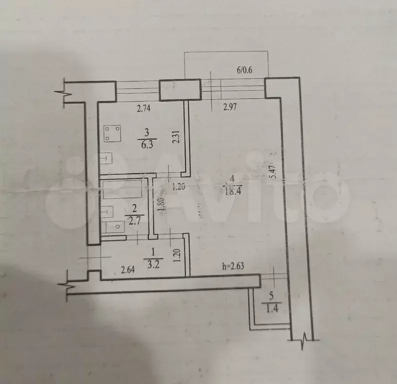 1-к. квартира, 32 м, 2/2 эт. - Фото 0