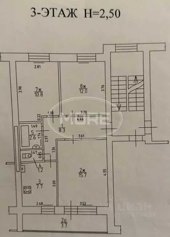 3-к кв. Калининградская область, Калининград Киевская ул., 36 (58.3 м) - Фото 2