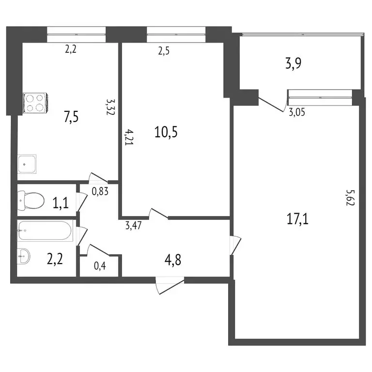 1к в 2-комнатной квартире (30 м) - Фото 0
