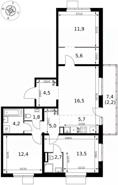 4-к кв. Москва ш. Новомихайловское, 1 (86.0 м) - Фото 1