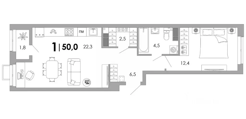 1-к кв. Владимирская область, Владимир Уно жилой комплекс (50.0 м) - Фото 1