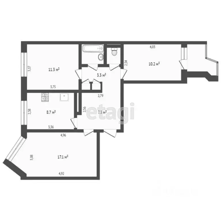 3-к кв. Архангельская область, Архангельск просп. Дзержинского, 29 ... - Фото 2